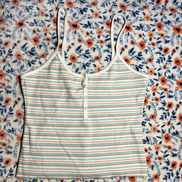 Levi’s rainbow stripe spaghetti strap snap front tank size S - Picture 1 of 3